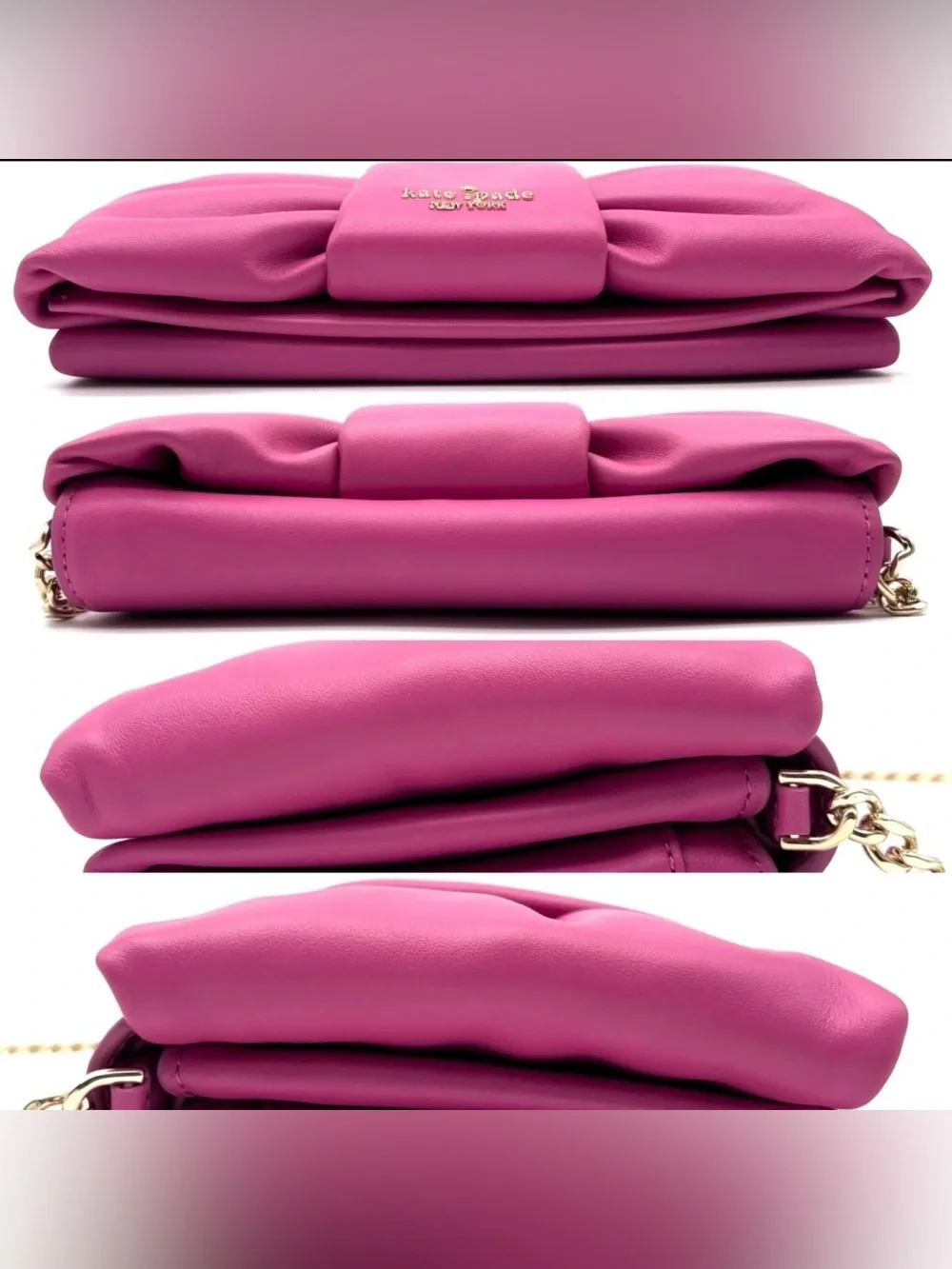 Like new! kate spade Milly Bow Flap Crossbody Pink Leather Chain Mini Bag Party